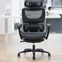 COLAMY Ergonomic Mesh Office Chair with Footrest, Executive High Back Computer Desk Chair with Wide Headrest and Adjustable 3D Arms, Fixed Tilt Lock and Lumbar Support (Black)