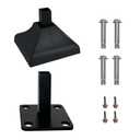 Heavy Duty Steel Fence Base Flange Kit for 1 Inch Square Posts Complete Set with 1 Base, 1 Interlocking Cover, 4 Anchor Bolts, 4 Tapping Screws on Deck Garden Farm (1", 1-Pack)