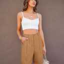 luvamia Bermuda Shorts for Women Dressy Casual High Waisted Summer Work Elastic Waist Pleated Dress Shorts with Pockets (Medium, Camel)