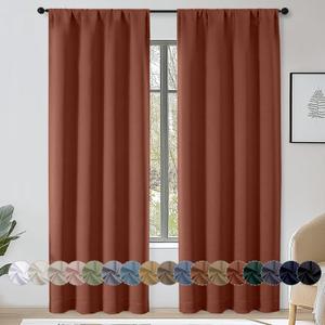 OWENIE Sally Terracotta Blackout Curtains 84 Inches Long 2 Panels Set for Bedroom Living Room, Solid Thermal Insulated Privacy Room Darkening Window Treatment Drapes, 2 Pcs Each W40 x L84, Terracotta