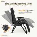 NEWBULIG Zero Gravity Chair, Folding Patio Recliner with Cup Holder Trays | Portable Lounge Chair with Removable Cushion for Beach & Camping, Black
