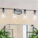 4-Light Bathroom Light Fixtures, Chrome Bathroom Vanity Lights with Clear Glass Shade, Modern Wall Light Sconce for Mirror Farmhouse Rustic Restroom Kitchen Living Room Hallway