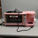 Nostalgia 3-in-1 Retro Breakfast Station - Includes 5 Cup Coffee Maker, Non-Stick Ceramic Griddle, and 4-Slice Toaster Oven - Built-In Timer, Reusable Coffee Filter, Space-Saving Design - Pink