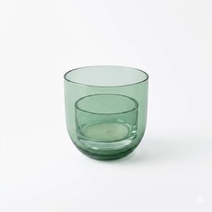 3.9IN Glass Candle Cloche Green