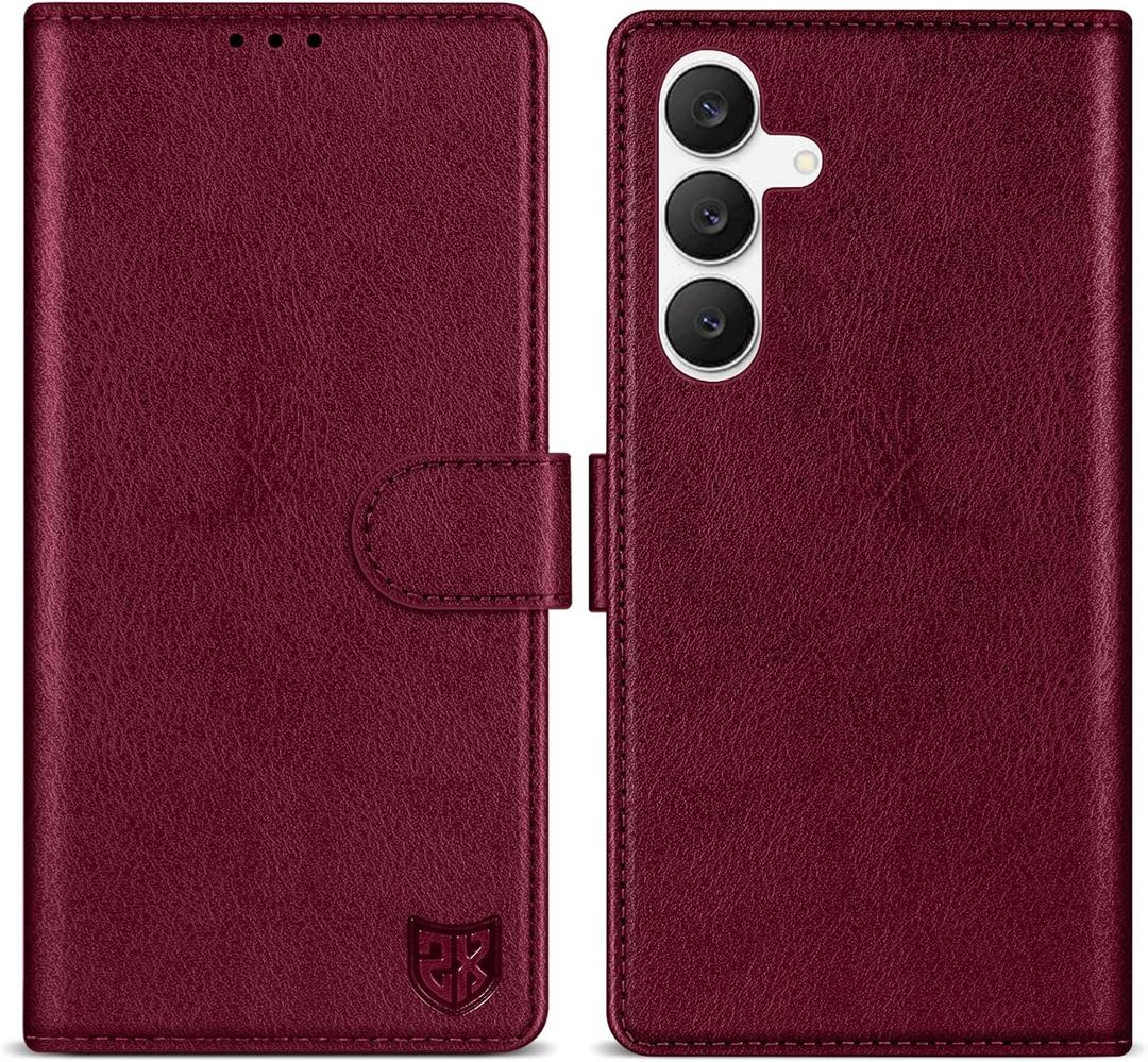 ZZXX for Samsung Galaxy S25 FE Wallet Case with [RFID Blocking] Card Slot Kickstand Magnetic Closure Leather Flip Fold Protective Phone Case for Samsung Galaxy S25 FE 5G Case Wallet(Red-6.7 inch)