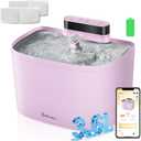 Cat Water Fountain, App Control Wireless Cat Fountain, 122oz/3.6L Pumpless Water Fountains for Cats Indoor with Stainless Steel Tray, Wi-Fi Dog and Pet Water Fountain (Pink, Fountain+2 Fliters)