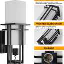 Outdoor Lighting Fixtures Wall Mount, Outdoor Wall Lights Modern with Frosted Glass, Aluminum Exterior Light for House Outdoor Wall Lantern for Garage Porch Carriage Patio (14.6''H, 1 pc)
