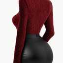 MANGOPOP Women's Mock Turtle Neck Long Sleeve Tops Bodysuit Jumpsuit M