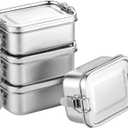 Stainless Steel 4-Pack Food Storage Containers Set Lunch Boxes,|Reusable Metal Lunch Snack Boxes Food Prep Container with Lids Freezer & Dishwasher Safe | 550 ml | BPA-Free Plastic-Free