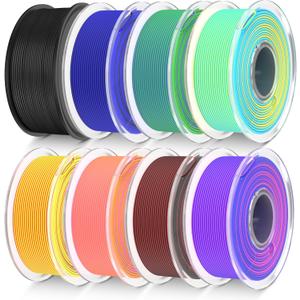 TECBEARS Dual Color PLA Filament Bundle, Matte PLA 3D Printer Filament Bundle, Dimensional Accuracy +/- 0.02 mm, 250g Spool, 8 Rolls, 2kg in Total