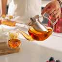 CNGLASS 900ml Glass Teapot with Removable Infuser,Clear Tea Kettle Stovetop Safe,Blooming and Loose Leaf Tea Maker (30.5oz/900ml)