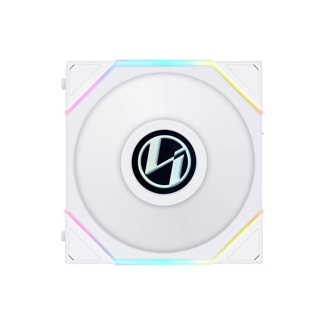Lian Li UNI Fan TL LCD 120 Reverse Blade ARGB Fan -FDB Bearing- Daisy-Chain Style - Dual Zone Lighting Effects- White- Single Pack - Without Controller - (12RTLLCD1W.US) (120mm)
