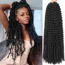 Passion Twist Hair 30 Inch 7 Packs Water Wave Crochet Hair Black Wrap Braiding Hair For Passion Twist Crochet Hair/Butterfly Locs/Spring Twist Crochet Braids Boho Hair Extension (30inch,7pc,1B#)