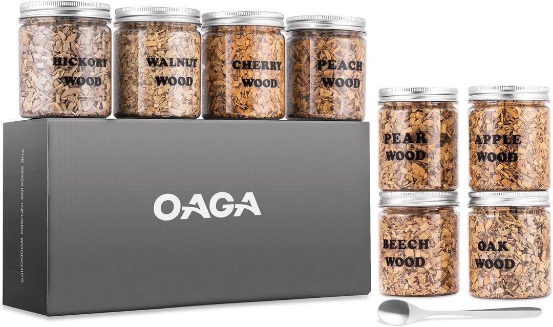 Natural Wood Chips for Cocktail Smoker - 8 Flavors - for Cocktail Parties, Fast-Burning Smoking Chips Compatible with Electric Whiskey Smokers & Smoke Guns, Smoker Accessories Gift Set for Men