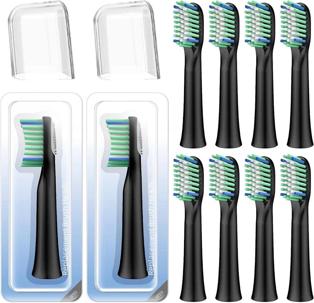 10 Pack Toothbrush Replacement Heads Compatible with Rtauys M5 Sonic Electric Toothbrush(Black, 10 Count missing one