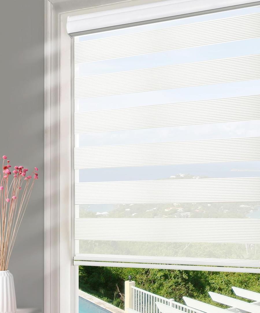 Homebox Zebra Blinds for Indoor Windows Roller, Window Shades Light Filtering Sheer Light Control Day and Night Mini Blinds for Kitchen Bathroom, 21" W x 72" H White (21"W x 72"H, White)