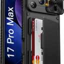 Vihibii for iPhone 17 Pro Max Case with Card Holder (4 Cards) [RFID Blocking] & Slide Camera Cover, Military Grade Drop Protection, Rugged Hard Back & Silicone Edge Wallet Phone Case 6.9" 2025, Black