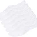 WHISPER DEER No Show Liner Socks Women - (Size 4-7/7-10/10-13) Low cut Invisible Cotton Sneaker Socks with Non Slip Grips (6white)