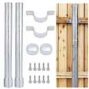 Fence Post Extender 2-3/8" OD 24" Height Heavy Duty Hot-Dip Galvanized Steel with Fence Bracket, Screws & Caps (2 Pack)