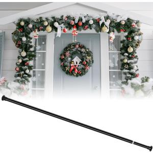 Blulu Extra Long 39.37" -114.17" Garland Hanger for Front Door Frame Adjustable Garland Wreath Hanger for Christmas New Year Decorations Different Door Window Widths Decor, No Nails Screws(Black)