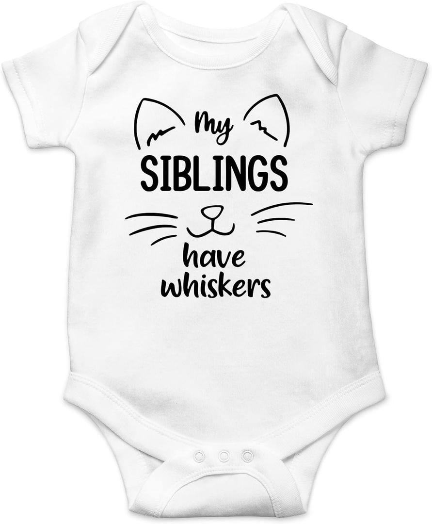 AW Fashions My Siblings Have Whiskers Baby Bodysuit Funny Cute Infant Outfit Romper Clothing Boys Girls (6 Months, White)