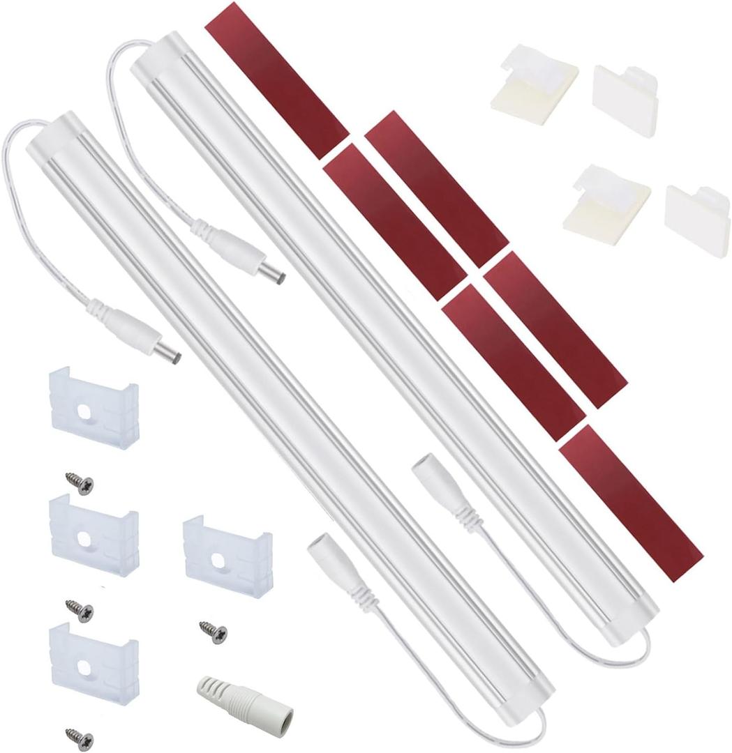 Litever Extra LED Light Bar, White Cable,12VDC, 5000K Daylight White, with Mounting Clips, Screws, Self-Adhesive Pads. Additional Light Bars for Litever LL-008 Under Cabinet Light Kit ONLY-[2-Pack]