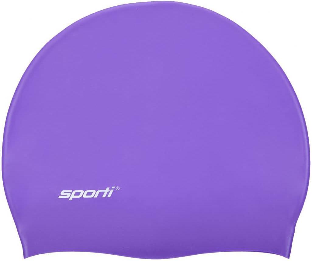 Sporti Silicone Swim Cap for Women & Men, Adult, Vibrant Lightweight Swimming, Non-Slip, Easy Wear, Removal, Protects Hair (Purple)