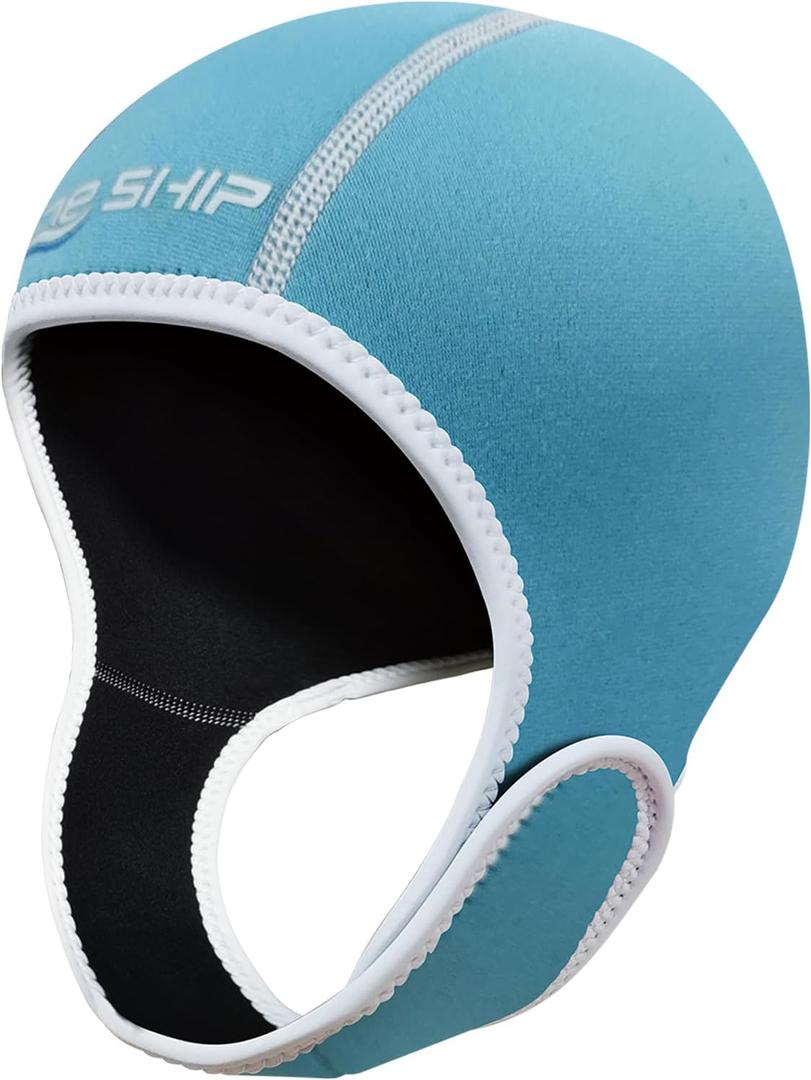 Skyone Neoprene Dive Hood Wetsuit Hood for Men Women, Scuba Diving Hoods 2MM with Adjustable Chin Straps, Neoprene Swim Cap Surfing Head Cover Stretchable for Boating Kayaking Water Sports (Blue)