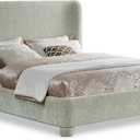 Meridian Furniture B1207Mint-F Penny Collection Modern | Contemporary Full Bed with Rich Mint Green Chenille Fabric, Curved Headboard, 67.5" W x 82.5" D x 52" H, Green, Full