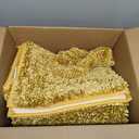 Madeals Chenille Bath Rug Set 3 Piece Bathroom Contour Rugs Combo, Soft Shaggy 2 Piece Bath Shower Mat and U-Shaped Toilet Floor Rug Golden