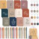 Mooliwe 36 Pcs/12 Set Positive Affirmation Gift Set Gratitude Notebooks with Pens Acrylic Keychains Small Bags Motivational Notepads for Women Coworkers Christmas Adults Party Favors (Vibrant)