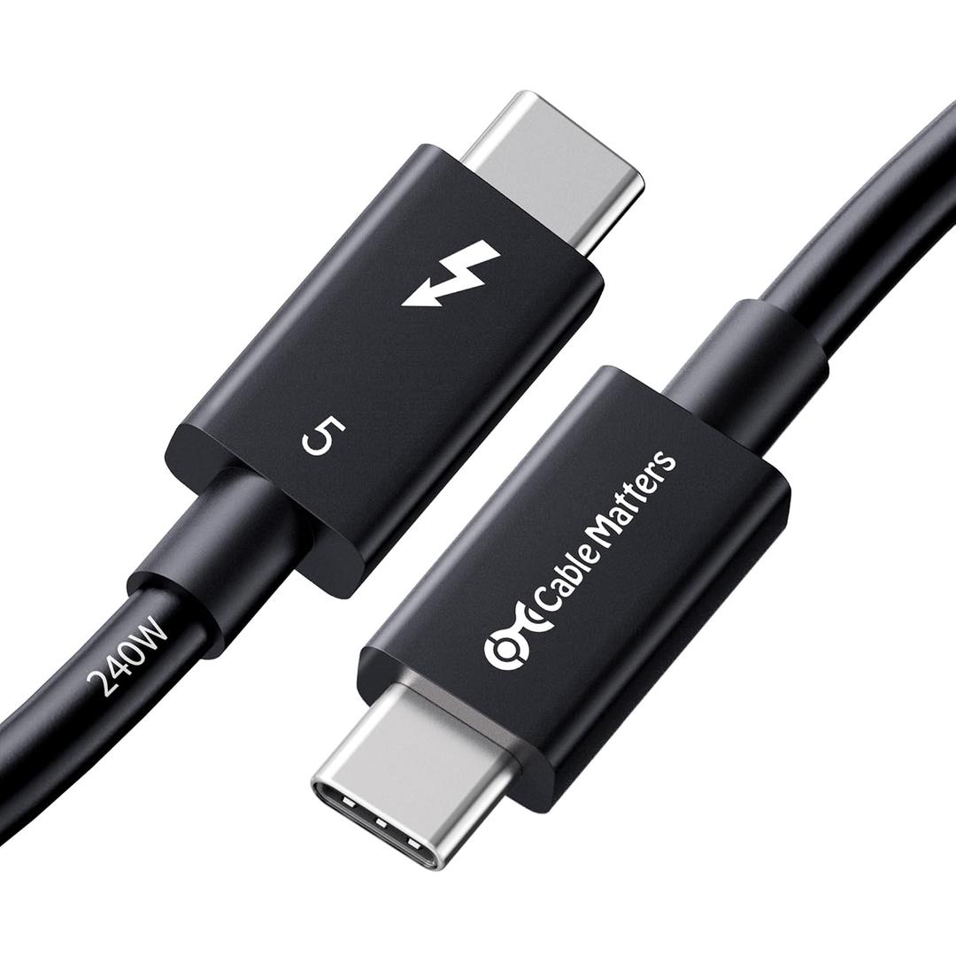 Cable Matters [Intel Certified 80Gbps Thunderbolt 5 Cable - 1m / 3.3ft, Supports up to 120Gbps Bandwidth Boost and 240W Charging, Compatible with Thunderbolt 4, USB4, and USB C, Black