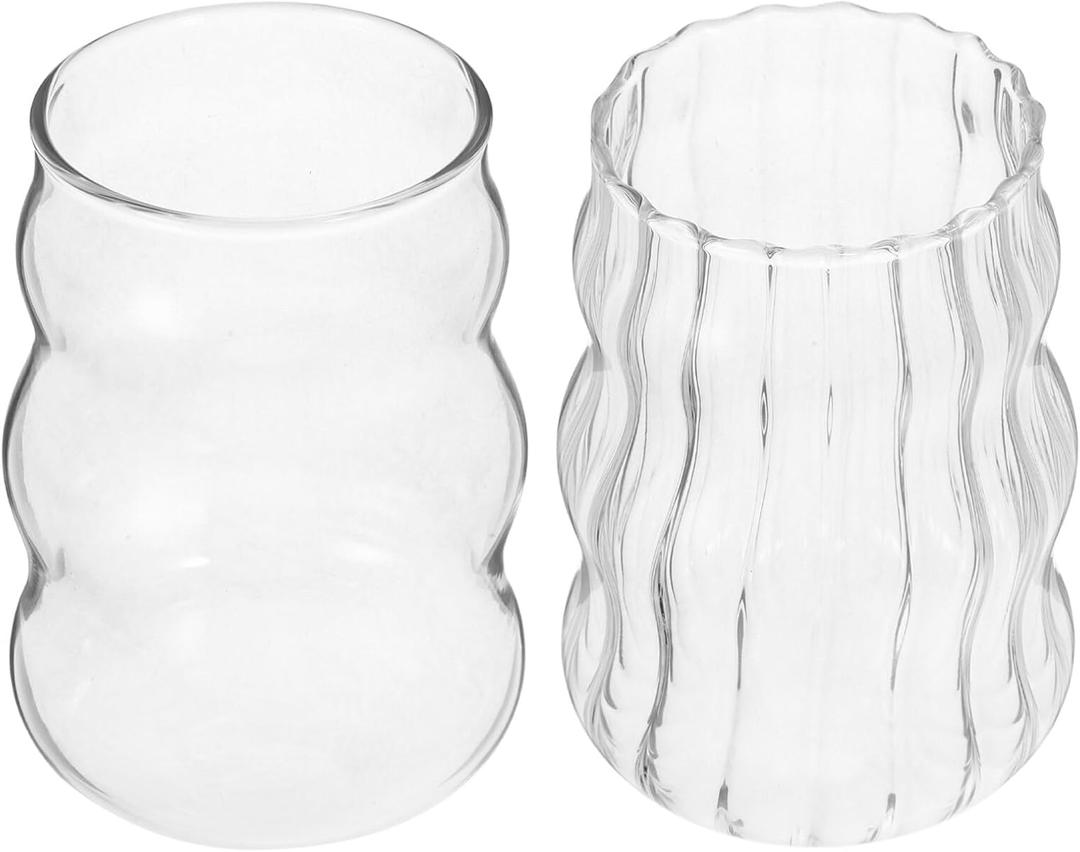 2pcs Clear Glass Cups Drinking Glassware for Cold Beverages for Parties Cocktails and Everyday Use for Special Occasions