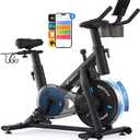 MERACH Exercise Bike, Brake Pad Stationary Bike with Exclusive App, Low Noise Indoor Cycling Bike with 300lbs Weight Capacity, Tablet Mount and Fitness Courses for Weight Loss (Magnetic-Black)
