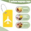 7 x VGOODALL 2PCS Yellow Luggage Tags, Silicone Privacy Cover ID Labels with Name ID Card & Metal Wire Loop Handbag Identifier Tags for Women Men Party Birthday Gift 2" x 3.5"