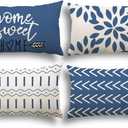 YCOLL Lumbar Pillow Covers 12x20 Set of 4, Modern Sofa Throw Pillow Cover, Decorative Outdoor Linen Fabric Pillow Case for Couch Bed Car, Light Blue