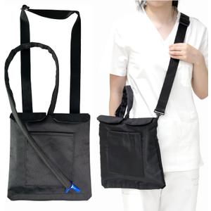 Urine Drainage Bag Holder with Update Catheter Pipe Cover and Adjustable Shoulder Straps, Catheter Bag Covers Front and Back with Catheter Bags - Crossbody or Hangs (Black)