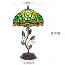 WXCFCD Tiffany Table Lamp Stained Glass Desk Lamp 12X12X19 Inches Reading Light Decor Bedroom Living Room (Yellow Green Dragonfly Style)