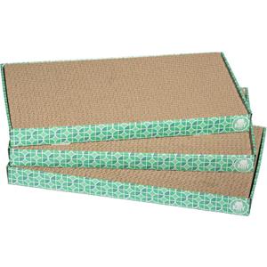 Kitty City XL Wide Corrugate Cat Scratchers 3 Pieces, Cat Scratching, Cat Scratch Pad, Door Clips, Furniture Protectors from Cat Scratching (XL 3-Pack Geometric Print (Mint))