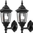 EMART Plastic Outdoor Wall Light Fixtures with Bulbs, Waterproof and Anti-Corrosion Porch Sconces, Exterior Lanterns Wall Mount Lamp for Outside, Garage, Front Door, House, Patio, Pack of 2, Black (No Sensor)