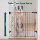 Babelio 34" Extra Tall Baby/Dog Gate with No Threshold Design Walk Thru Door, 26-43" Auto Close Safety Gate for Babies, Elders and Pets, Fits Doorways, Stairs, and Entryways, Brown Wood Pattern