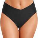 Zmart Mid Rise Bikini Bottoms - Women's Moderate-Full Coverage Bathing Suit V Cut Swimsuit Bottom, M