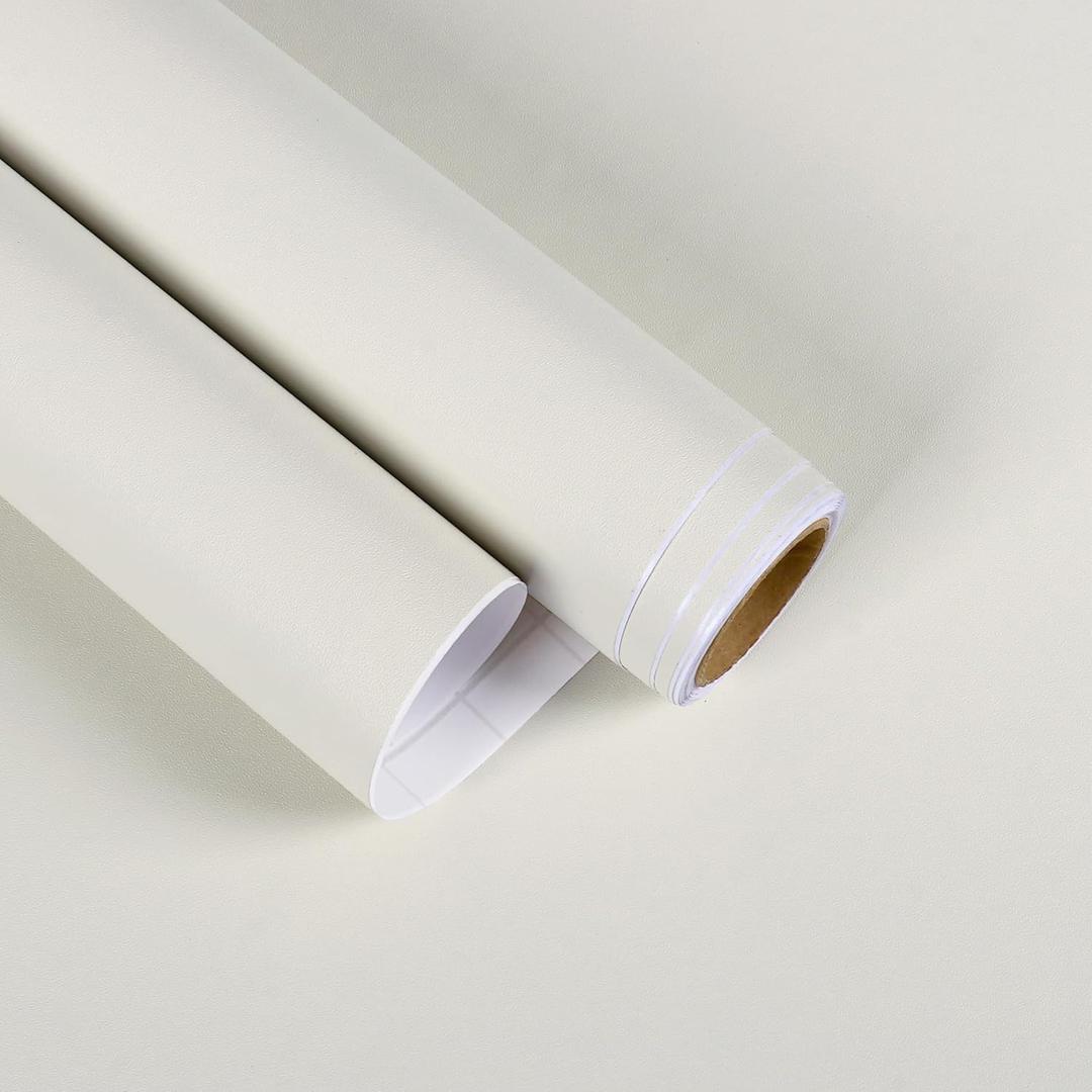 15.7"x160" White Wallpaper Peel and Stick Removable Matte White Contact Paper for Countertops Waterproof Solid Color Wall Paper Modern Self Adhesive Vinyl Wallpaper for Cabinets Bedroom Wall