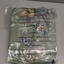 CASAAGUSTO Queen Comforter Set, 7 PCS Green Butterfly Floral Comforter Set with Flowers Leaves Pattern, Soft Seersucker Design All Season Queen Size Bedding Set(90"X90")