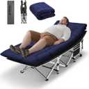 HABUTWAY Camping Cot, Portable Camping Cot for Adult, 28" Wide Sleeping Cot Max Load 600LBS with Thick Mattress and Carry Bag, Portable Camping Bed for Outdoor Camping/Office, Home Nap (Blue)