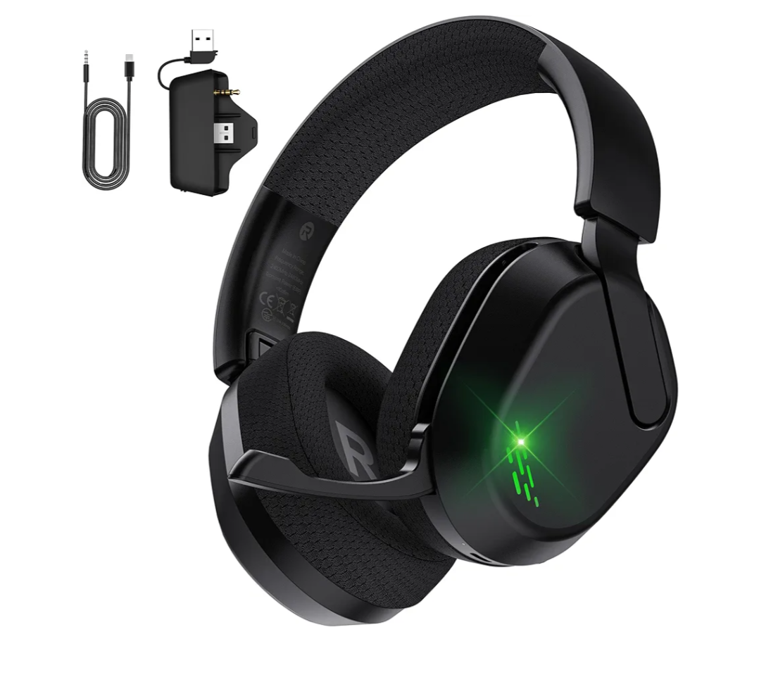 Gvyugke Wireless Gaming Headset for Xbox Series X/S, Xbox One, PS5, PC, Mac, Bluetooth 6.0 Gaming Headphones with Flip-to-Mute Noise-Canceling Mic, Foldable, 3D Surround Sound, 45H Battery - Black