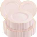 WDF 100pcs Pink Plastic Plates - High-end Baroque Design - Pink and Gold Plates for Upscale Party & Baby Shower - Including 50 Pink Disposable Plates 10.25inch, 50Salad Plates 7.5inch