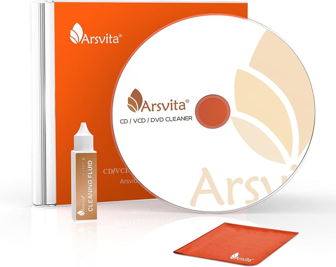 Arsvita Laser Lens Cleaner Disc Cleaning Set for CD/VCD/DVD Player, Safe and Effective, ARCD-02