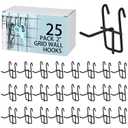 Moxweyeni 2 Inch Grid Wall Hooks 25 Pcs Gridwall Panel Hooks Store Garage Wall Mount Organizers Storage Grid Display Hangers for Retail, Craft Show, Home Setup, Customized Display(Black)