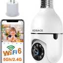 EDSACE 5G Light Bulb Security Camera WiFi Dual Band,360 Degree 1080P Wireless Indoor Full Color,Smart Dome Camera with Auto Tracking, Light Socket Surveillance PTZ Camera